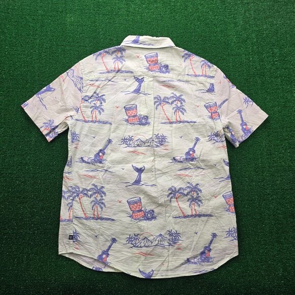 Chaps Shirt Mens Medium Light Green Go Untucked Summer Beach Casual Palm Trees - Picture 9 of 9